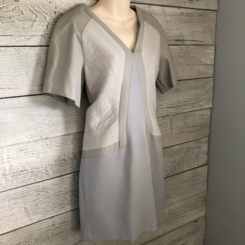 Helmut Lang Sheath Dress Mini with Leather Trim Grey Size 6